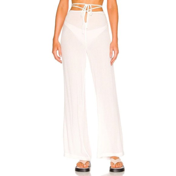 Adam Selman Sport Vacation Pants White Tie Waist
